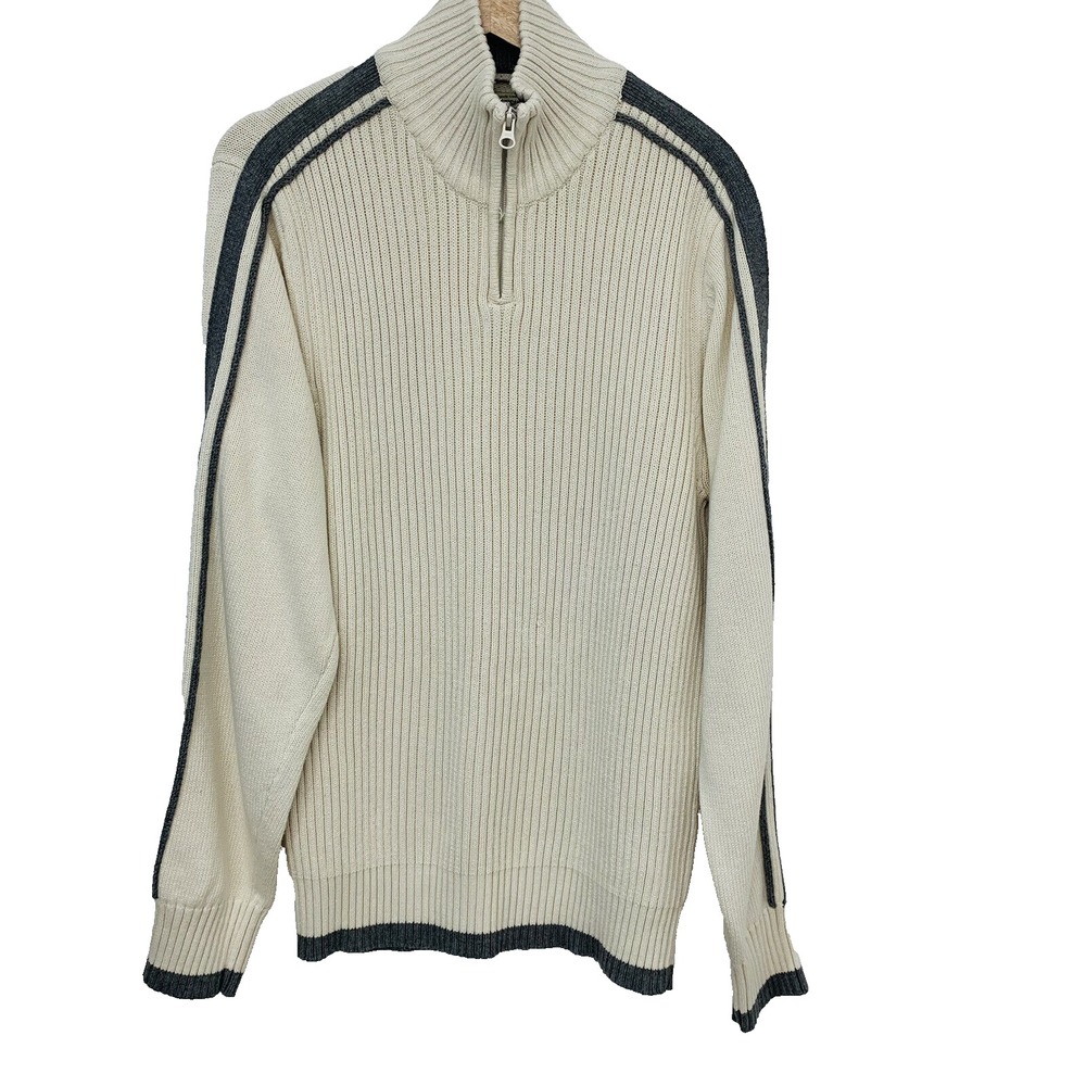 American Rag 1/4 Zip Sweater Men Large Rib Knit 100% Cotton Long Sleeve